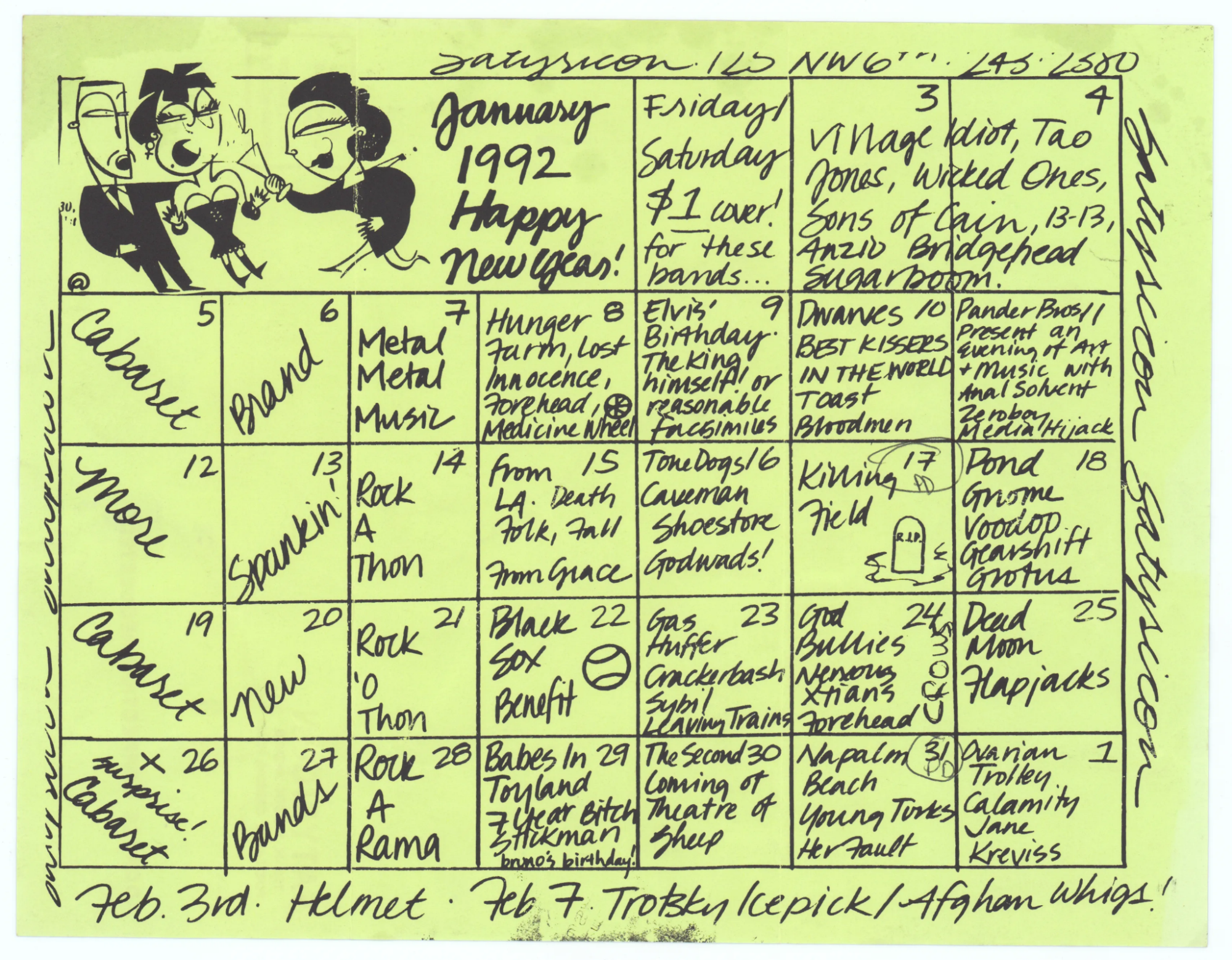 January 1992 Calendar
